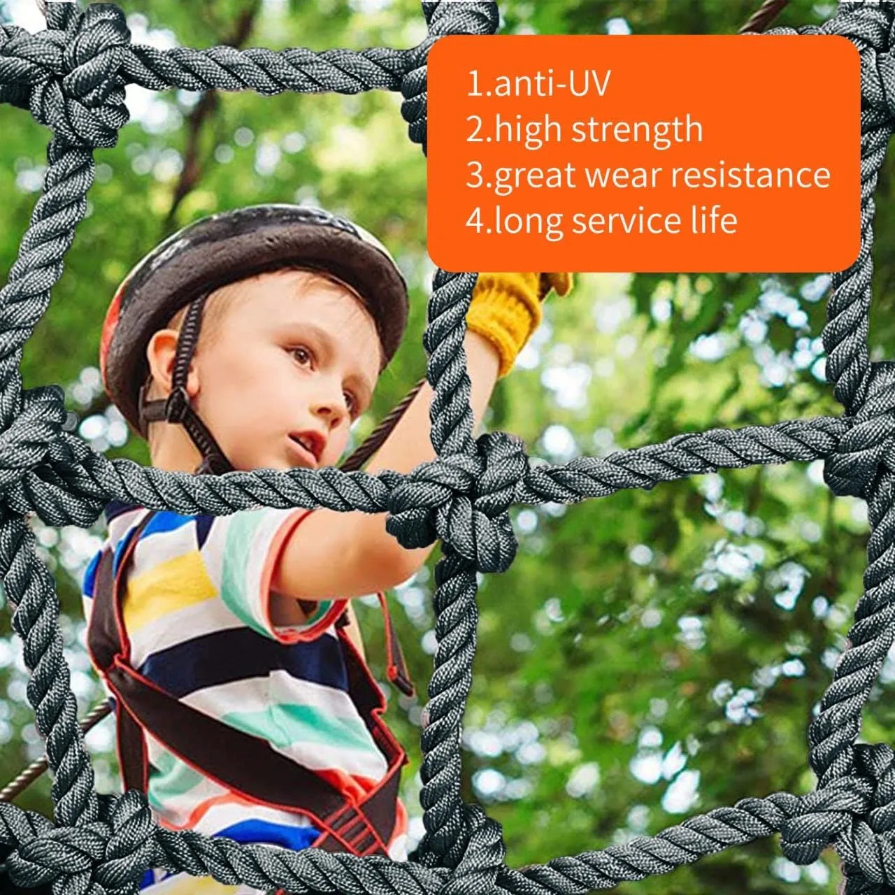 3.3' X 9.9' Polyester Playground Net, Heavy Duty Large Military Climbing Cargo Net, Kids Safety Protection Net, Rope Ladder, Swingset, for Kids & Adult, Indoor & Outdoor, Treehouse, Jungle Gyms