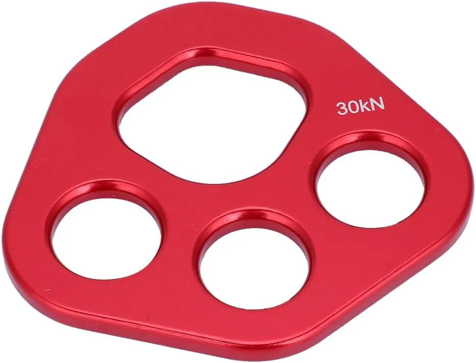 36KN Climbing Rigging Plate, Outdoor 4 Holes Rock Climbing Multi Anchor Point Connector Gear with Good Toughness Aviation Aluminum, Suitable for Most Climbing Ropes, Used as The