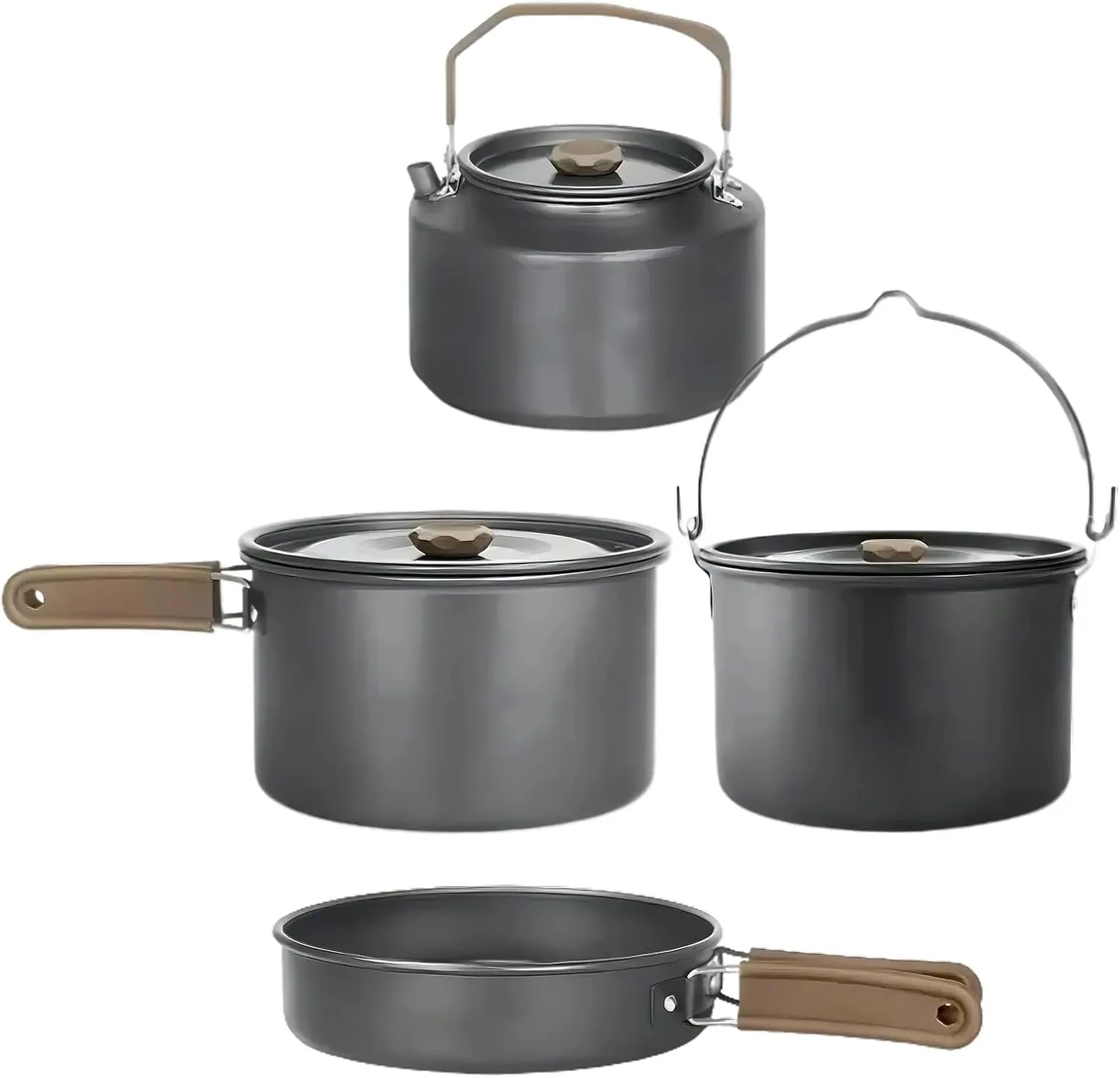 3L Large Capacity Outdoor Camping Pot, Multifunctional Foldable Frying Pan, Five-in-one Portable Aluminum Alloy Cookware Set