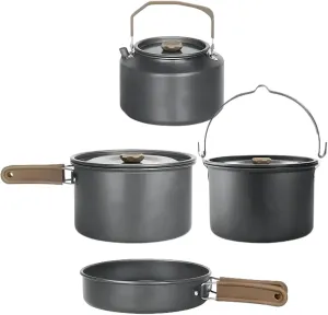 3L Large Capacity Outdoor Camping Pot, Multifunctional Foldable Frying Pan, Five-in-one Portable Aluminum Alloy Cookware Set