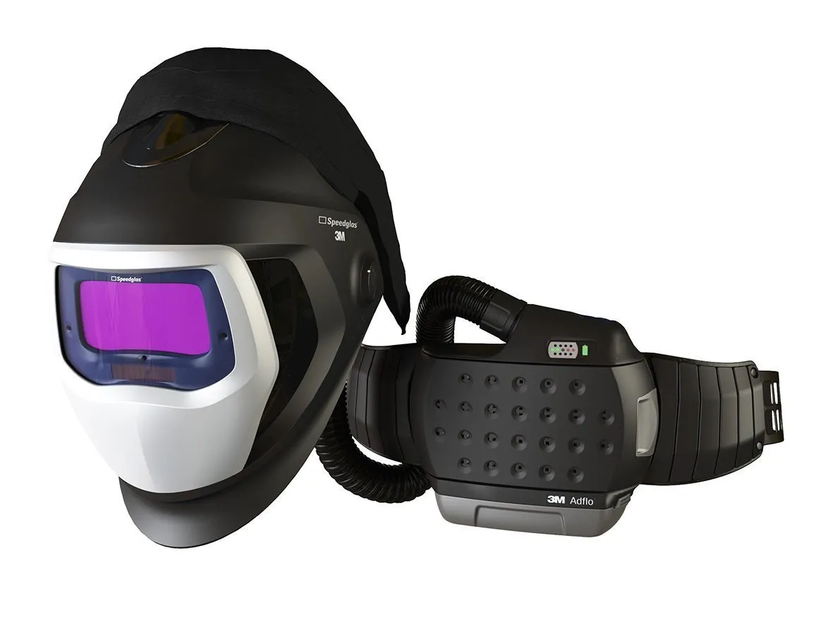 3M 35-1101-20SW Adflo Belt-Mounted Universal Lithium Ion High Efficiency PAPR System With Speedglas 9100-Air Welding Helmet And 5, 8 - 13 Shade 2.1'' x 4.2'' Speedglas 9100X, 15.34 fl. oz.