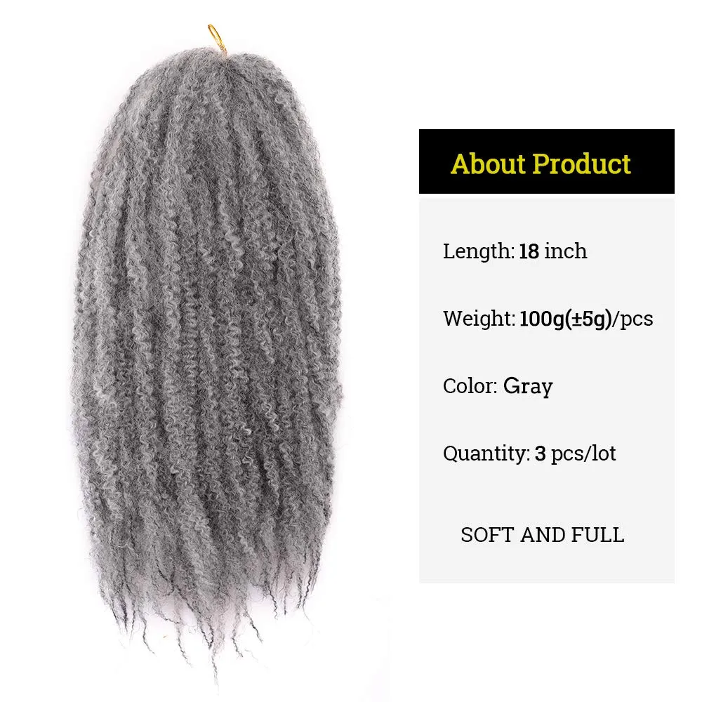 3Packs Marley Braiding Hair 18Inch Afro Marley Hair For Twists Synthetic Kinky Braiding Hair Extensions (Gary)