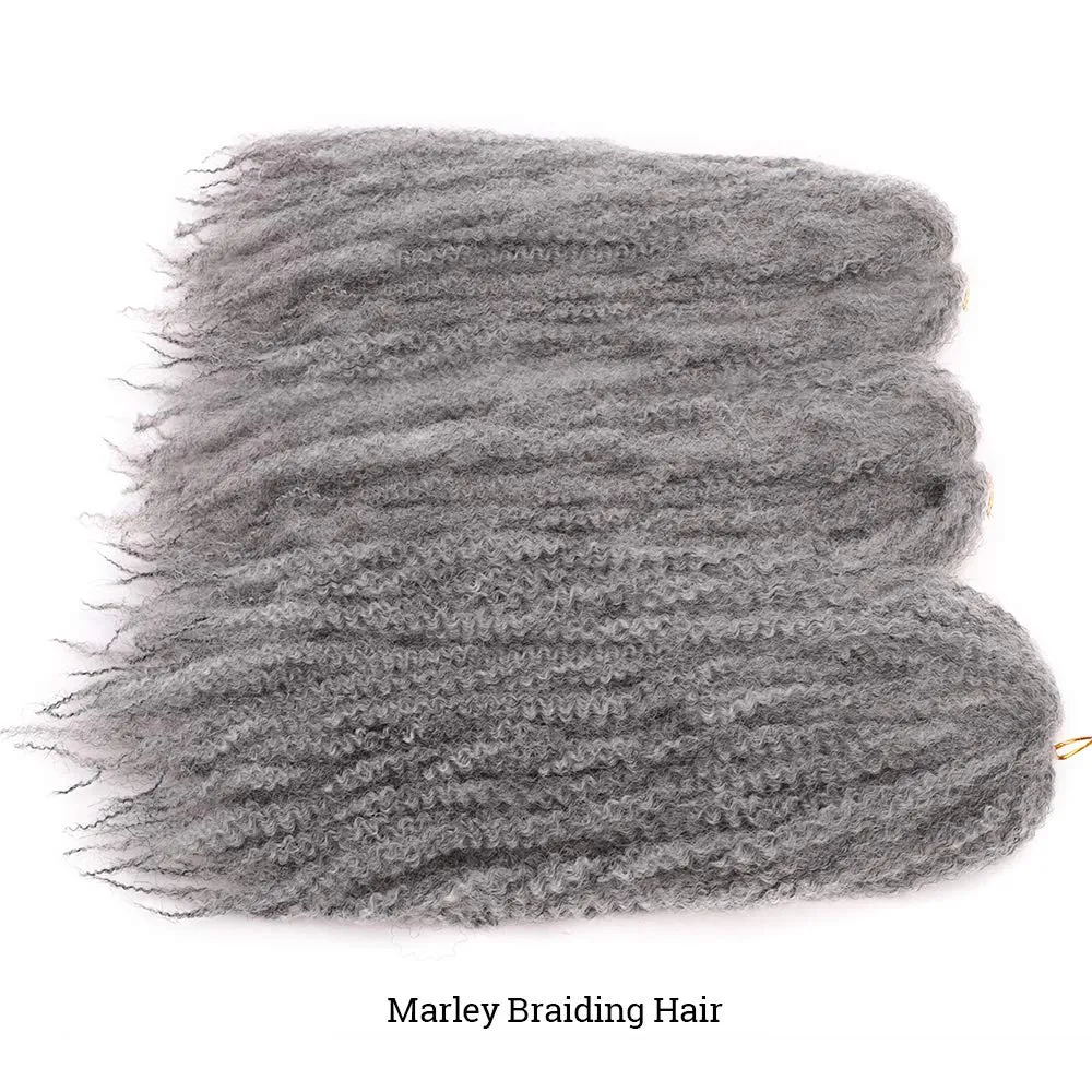 3Packs Marley Braiding Hair 18Inch Afro Marley Hair For Twists Synthetic Kinky Braiding Hair Extensions (Gary)