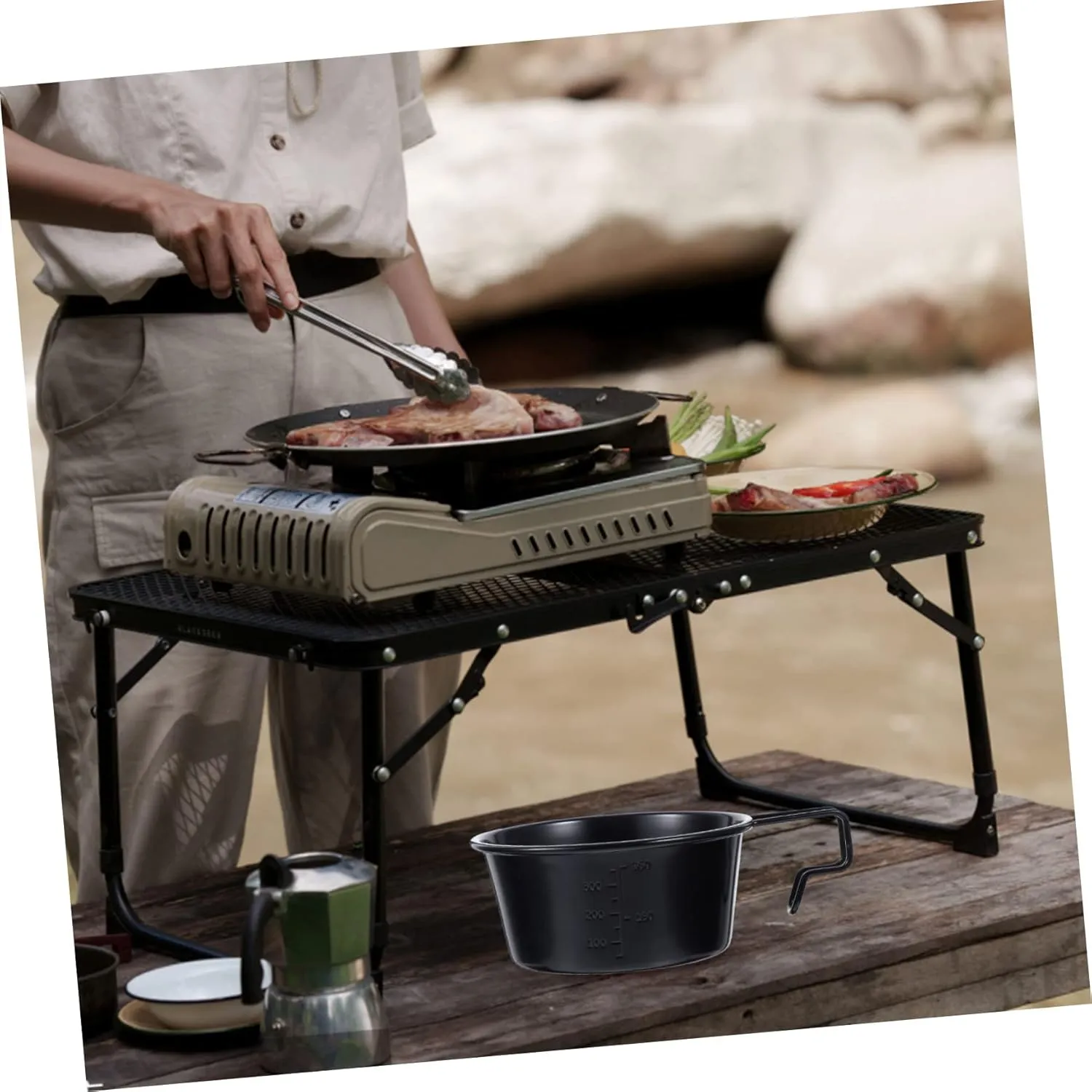 3pcs Collapsible Camping Cooking Bowls Stainless Steel Large Salad Bowl with Lids Camping Cooking Set for Outdoor