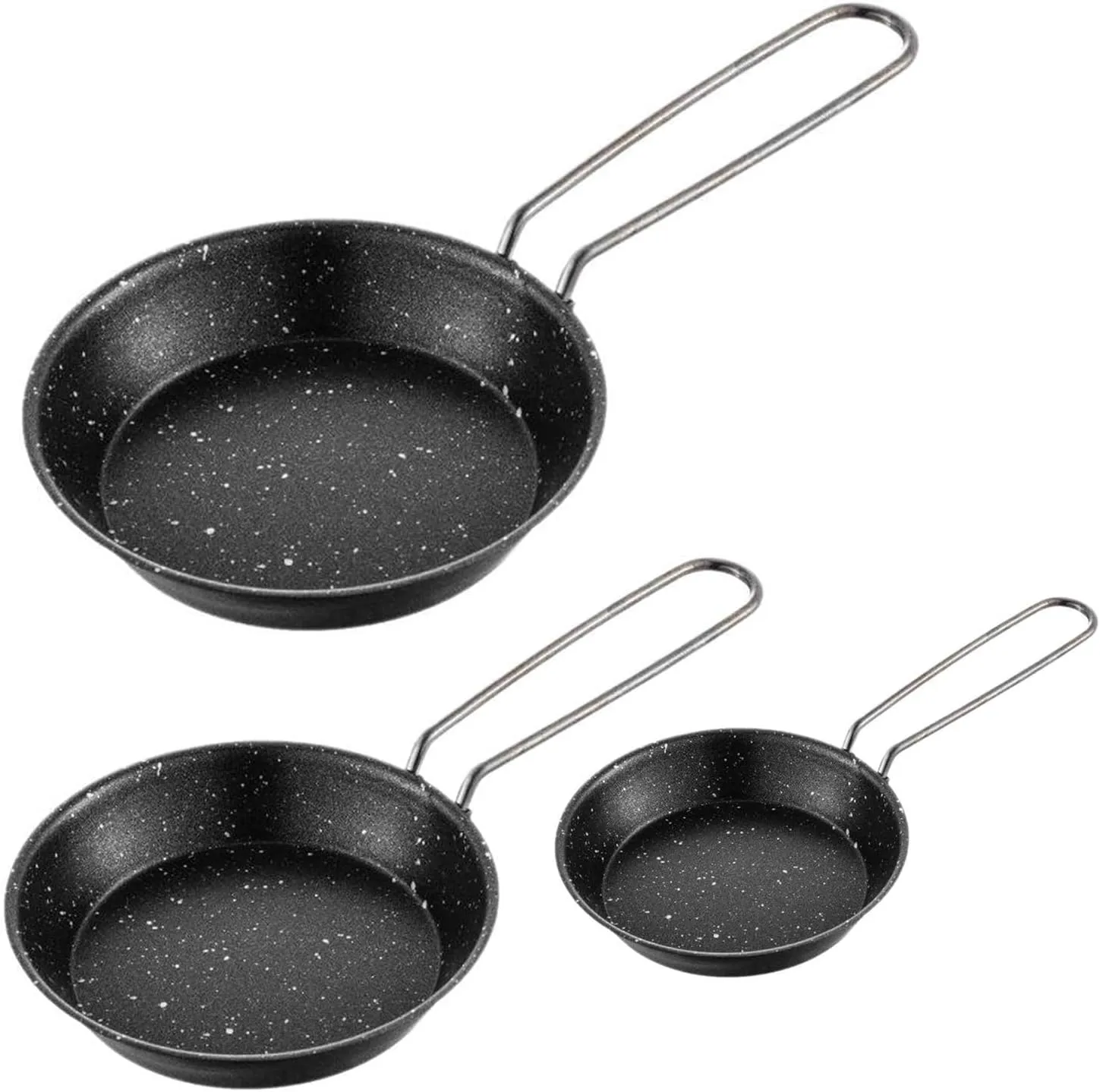 3Pcs Nonstick Camping Frying Pans Portable Quick Heating Skillets Folding Cookware Pots for Hiking BBQ Picnics Fishing