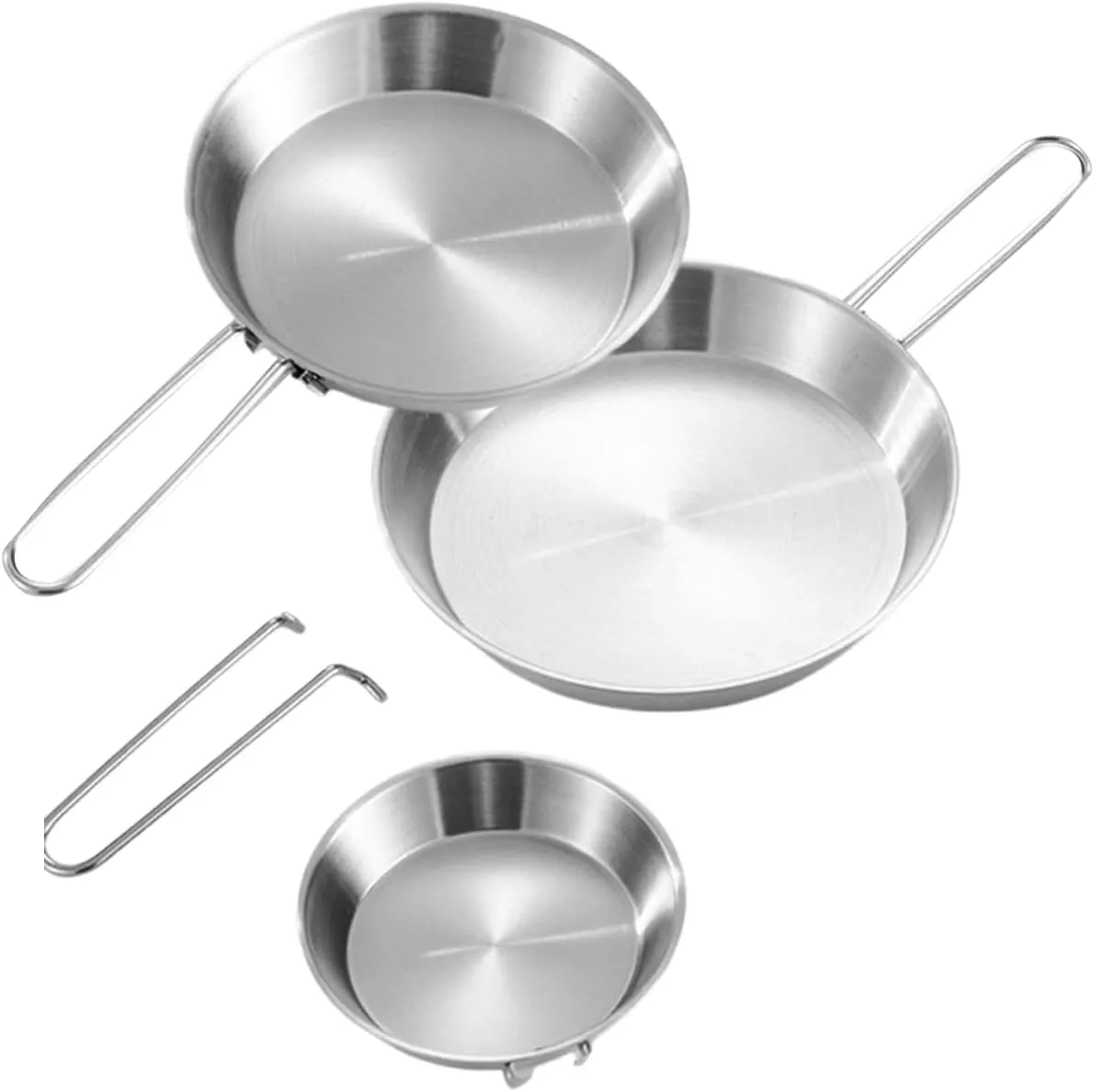3pieces Nonstick Outdoor Cooking Pans Portable Frying Pans with Removable Handle Quick Heating Skillets Outdoor Cookware