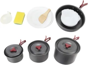 4-5 Person Outdoor Cooking Set Folding Camping Cookware Kit Pot Lid Plastic Handle Camping Accessories for Hiking Picnic