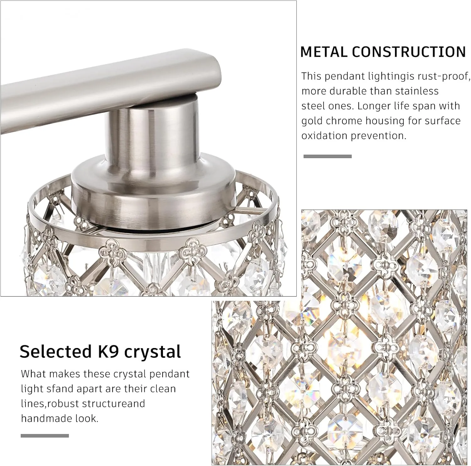 4 Light Bathroom Light Fixtures, Modern Farmhouse Vanity Light,Brushed Nickel Bathroom Lights Over Mirror,Crystal Vanity Lighting Fixtures for Bathroom,Powder Room