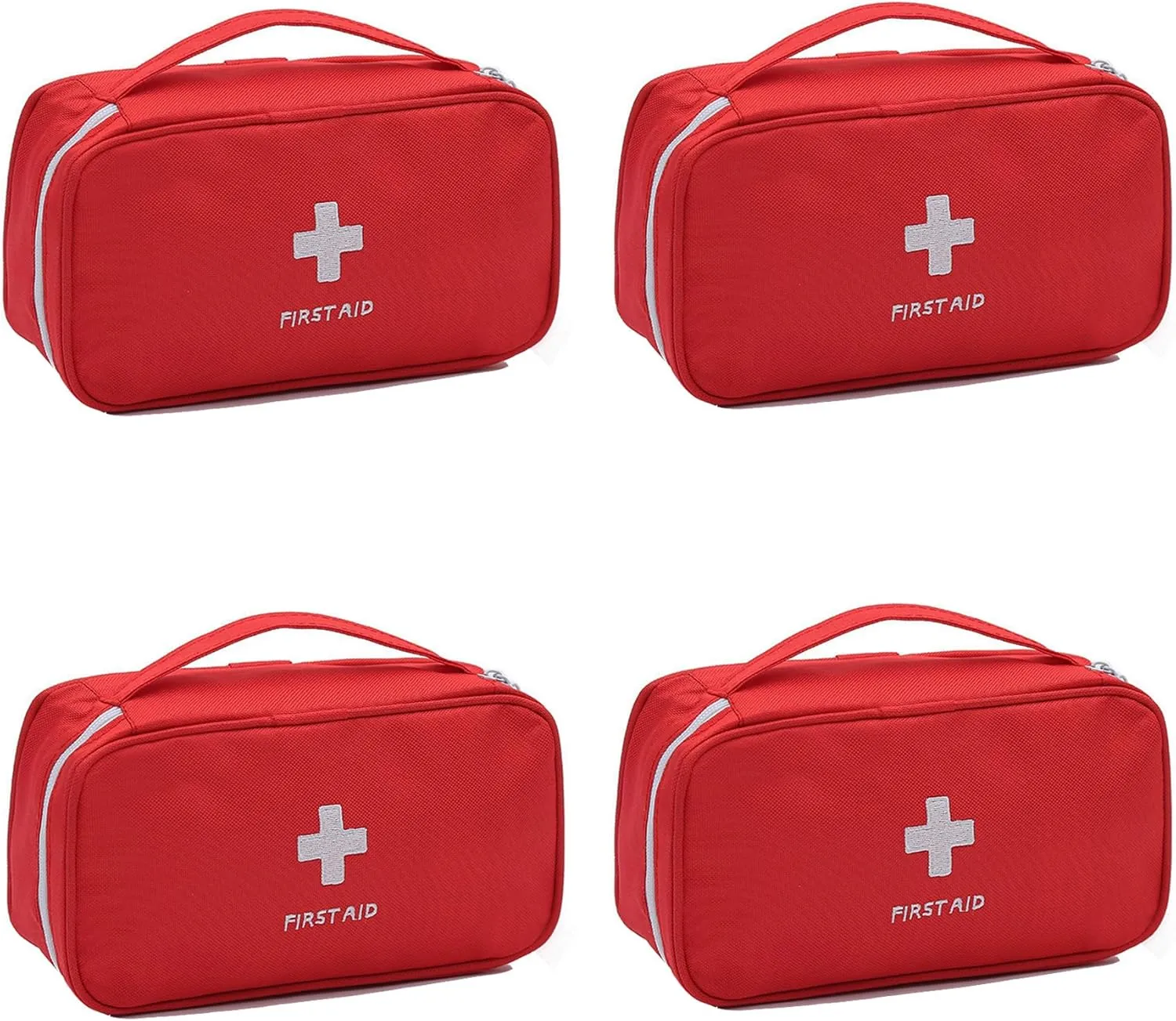 4 Pack First Aid Bag Empty Portable Medical Bag Mini Emergency Survival Storage Bag for Camping Hiking Home Travel Red