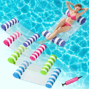 4 Pack Inflatable Pool Floats, OKSUWATER 4-in-1 Water Hammock, Pool Floats Adult Size for Swimming Pool Party Summer Lake Water Fun