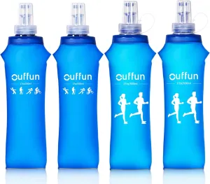 4 Pack Soft Water Bottle, 17oz/500ml Soft Flask Running Bottles for Hydration Pack, TPU Collapsible Running Water Bottle Reusable Handheld Running Flask for Running Hiking Cycling Climbing Traveling