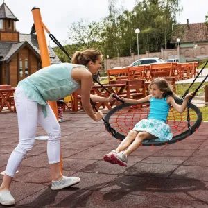 40'' Spider Web Tree Saucer Swing, Flying Round Tree Swing Set w/Adjustable Ropes, Sturdy Metal Frame, Premium Weight Capacity, All-Weather Resistant, Kids Outdoor Disk Swing (Orange)