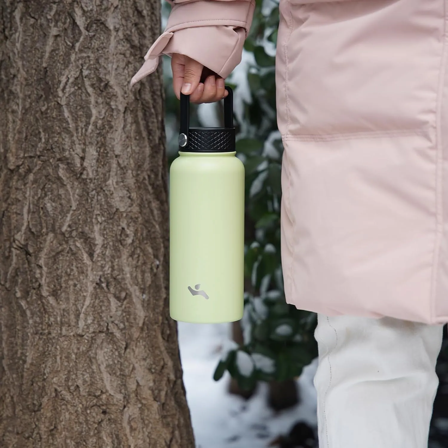 40oz Insulated Water Bottle Stainless Steel Sport Bottles with 3 Lids,Bamboo Grove