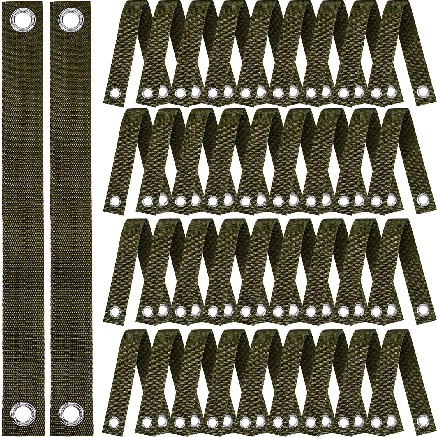 48 Pieces 15.74 Inches Straps for Staking with Grommet Heavy Duty Young Tree and Plant Supports Stakes for Guying Staking Newly Planted Sapling Straight and Hurricane Protection(Army Green)