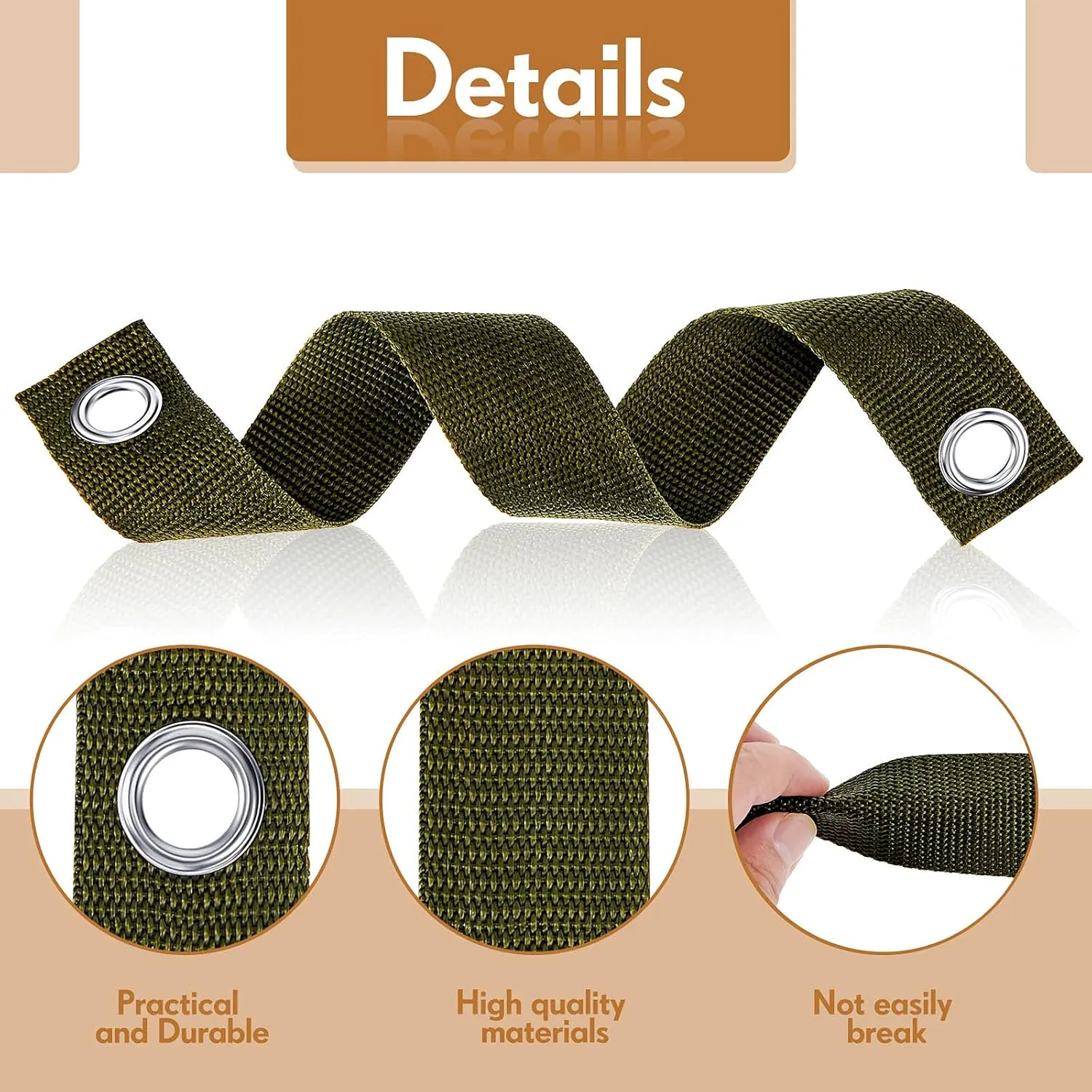 48 Pieces 15.74 Inches Straps for Staking with Grommet Heavy Duty Young Tree and Plant Supports Stakes for Guying Staking Newly Planted Sapling Straight and Hurricane Protection(Army Green)