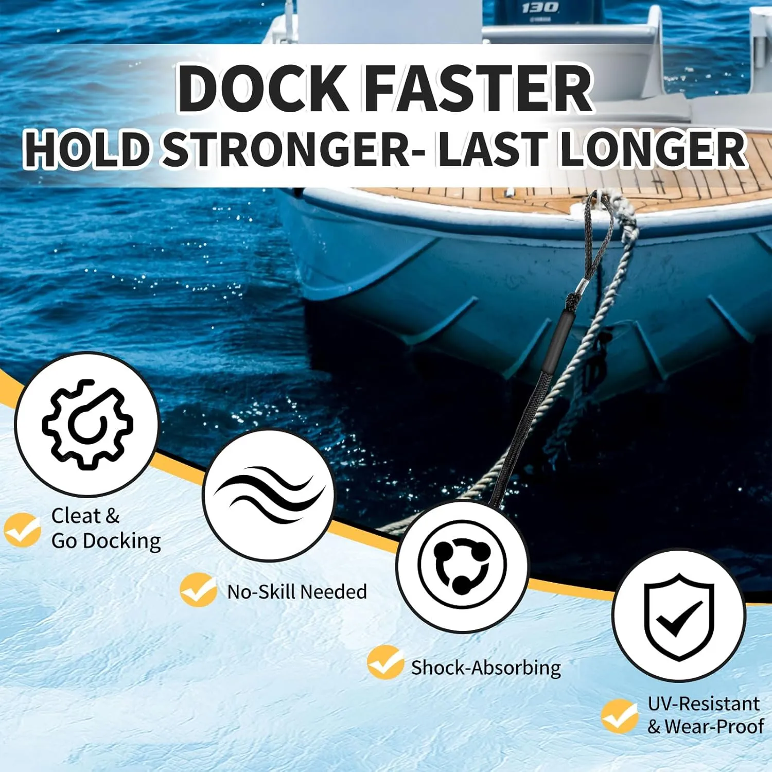 4FT Bungee Dock Lines for Boats with Loops – Shock Absorbent Docking Rope, Boat Accessory, Ideal for bass Boats, pontoons, Jet skis, and Kayaks, 2 PCS (Black)