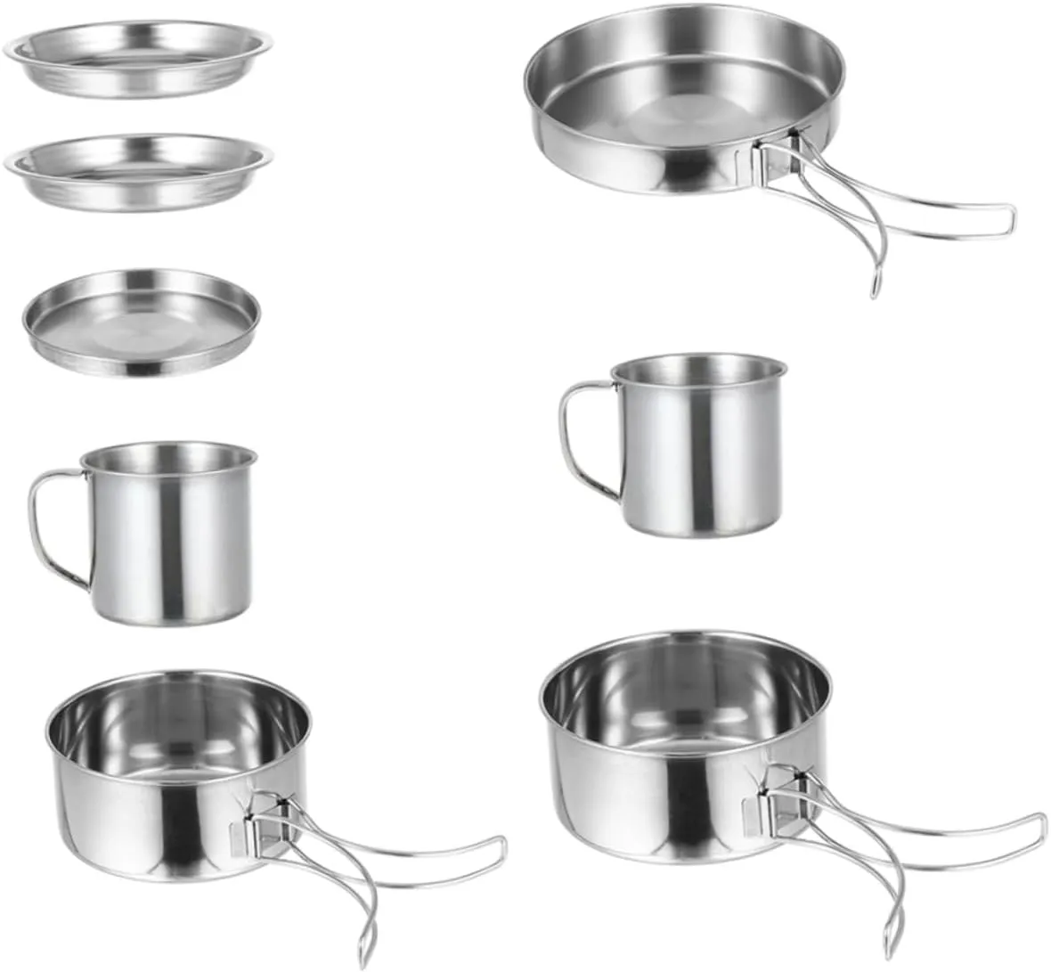 5-6 Person Camping Cookware Set Compact Picnic Pan Cooking Tools Portable Hiking Utensils Stainless Steel Cooking Utensils for Outdoor Activities