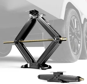 5000lbs Heavy Duty RV Stabilizer Jacks, 24" Scissor Leveling Jacks for Travel Trailer, Camper, Pop-Up, Set of 2 with Hand Crank & Drill Adapter, Rust-Resistant Steel Construction