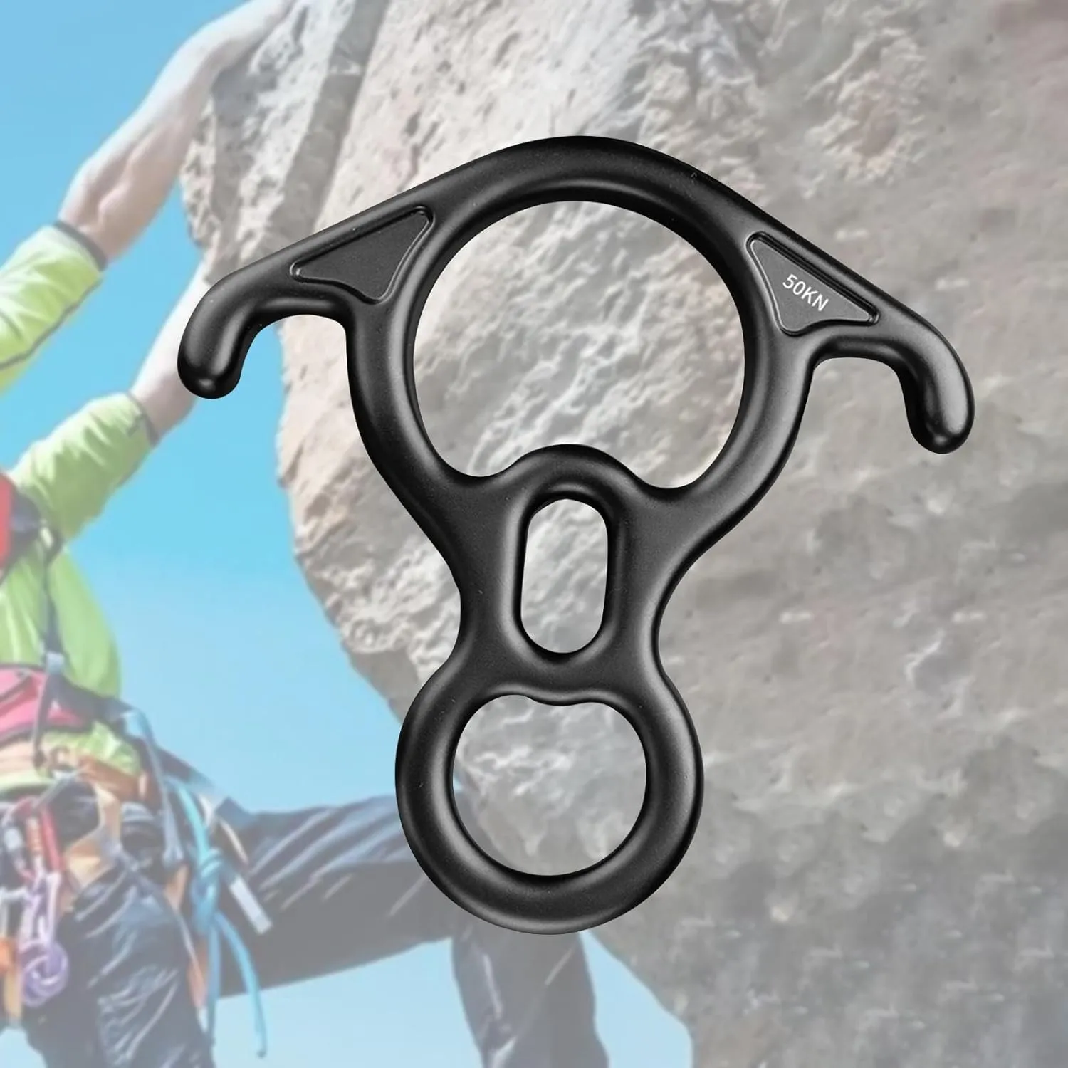 50kN 8 Figure Descender Aluminum Alloy Compact Belaying and Rappelling Equipment for Operations