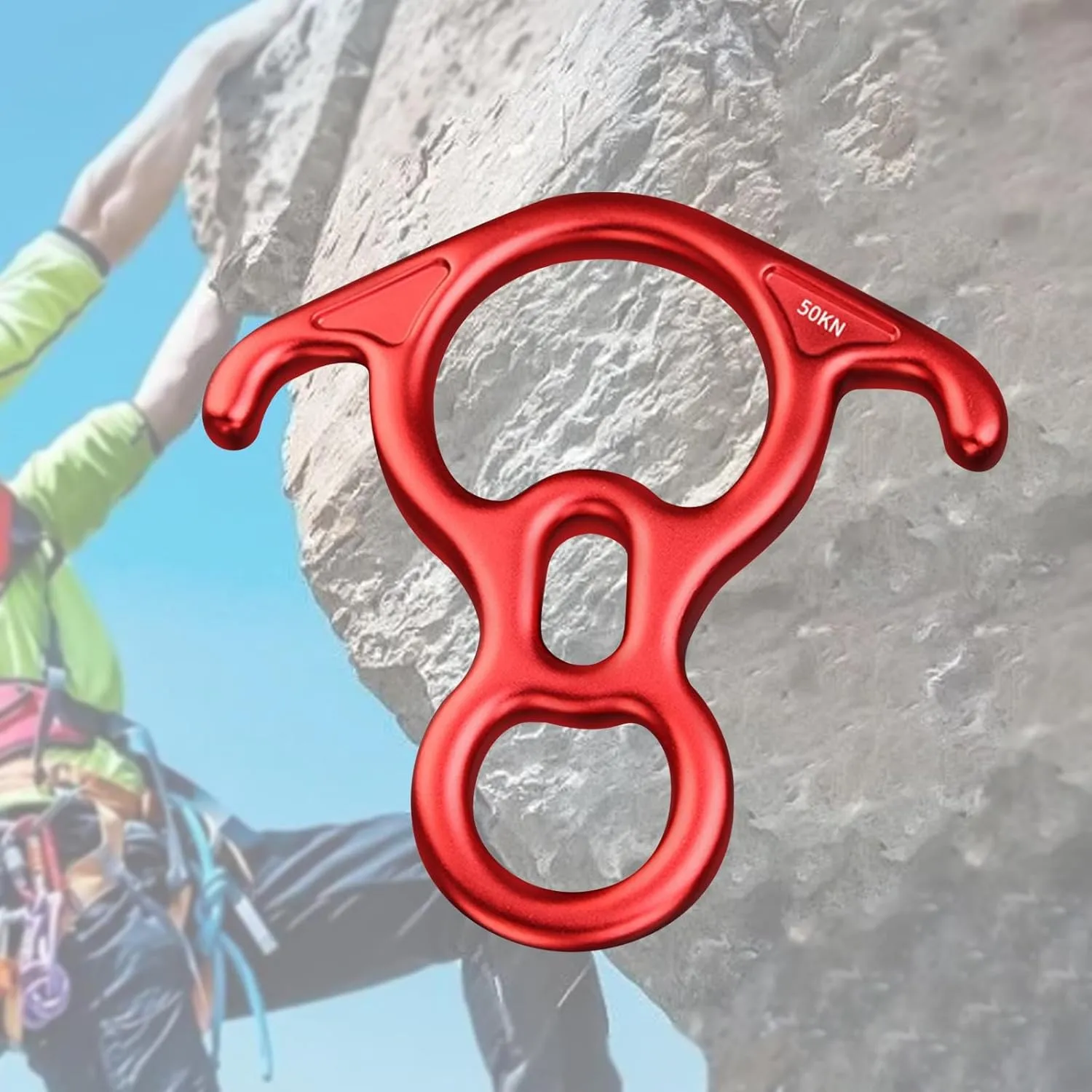 50kN 8 Figure Descender Aluminum Alloy Heavy Duty Belaying and Rappelling Gear for Operations Mountaineering