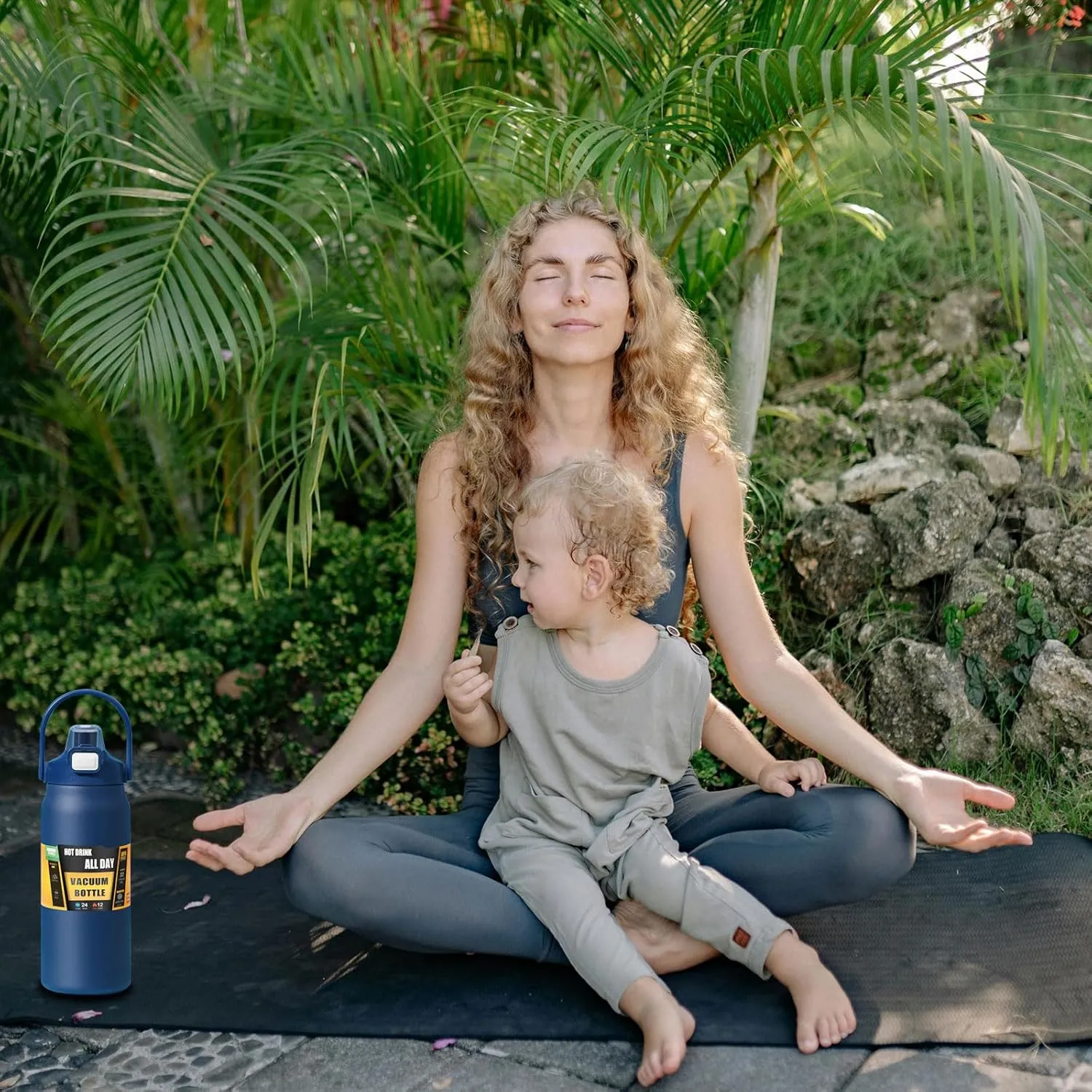 50oz /1500ml Insulated Water Bottle With Straw and Leakproof Lid, BPA Free Stainless Steel Wide Mouth Sports Water Bottle Cup With Portable Handle Double Wall Vacuum Keep Cold and Hot (navy)