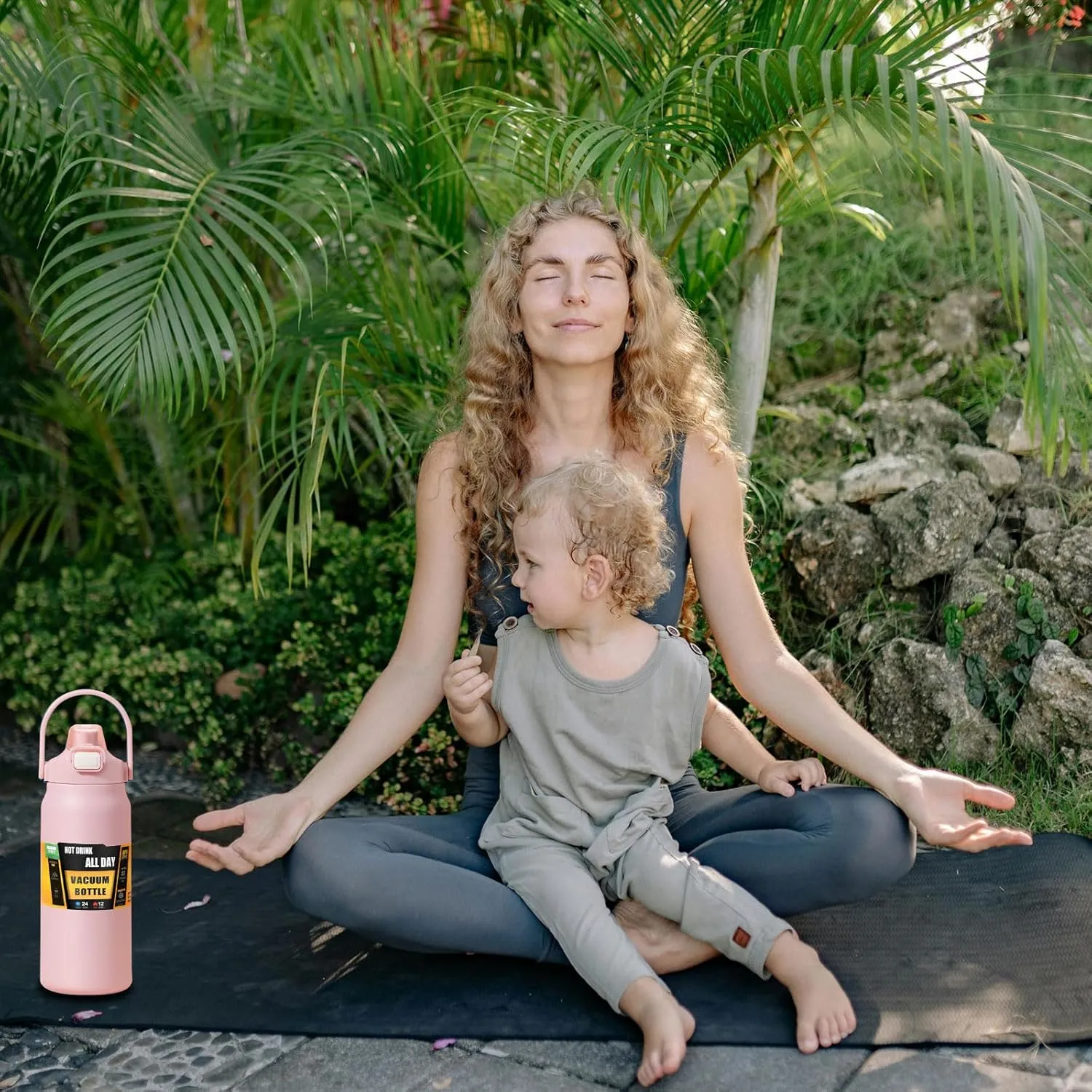 50oz /1500ml Insulated Water Bottle With Straw and Leakproof Lid, BPA Free Stainless Steel Wide Mouth Sports Water Bottle Cup With Portable Handle Double Wall Vacuum Keep Cold and Hot (pink)