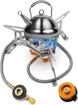 5800W Portable Camping Gas Burner, Foldable with Piezo Ignition, Ideal for Outdoor Cooking, Hiking, and Picnics