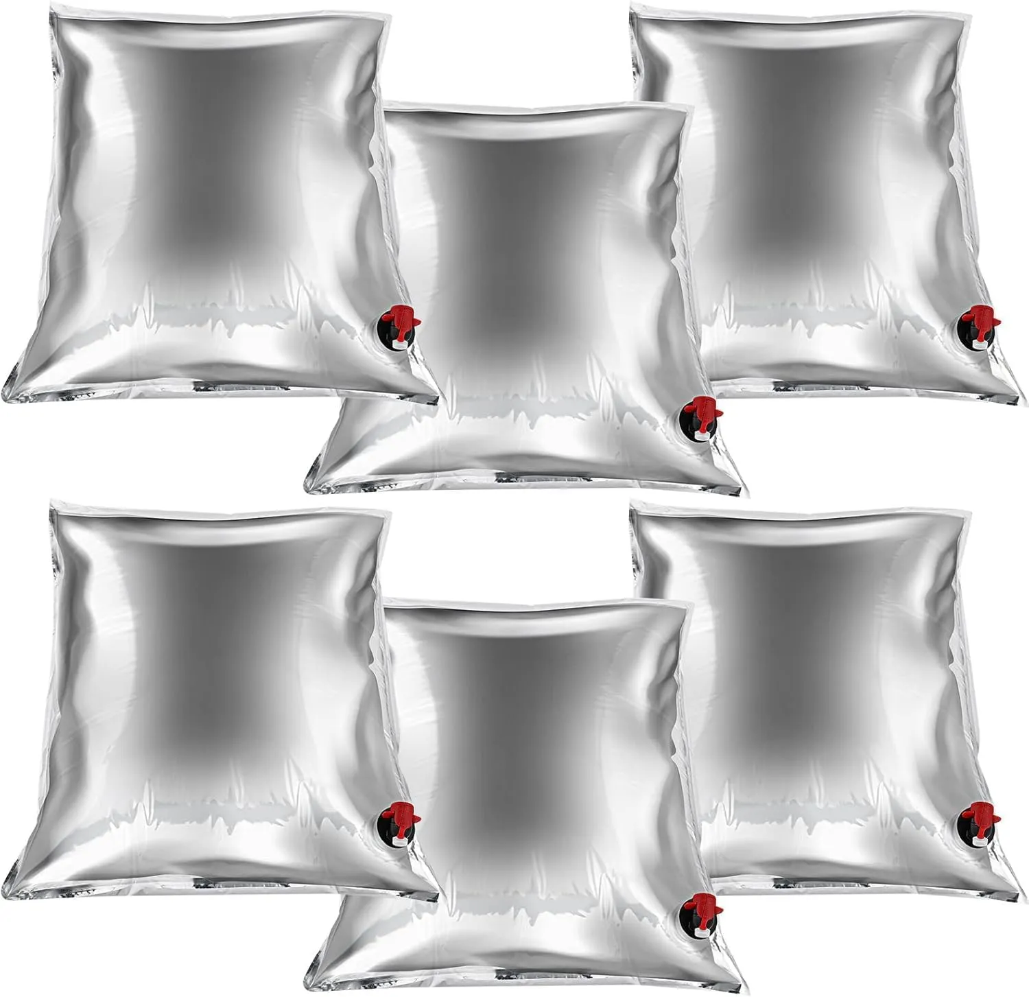 6 Pcs 32 Gallon Camping Water Storage Containers 5.3 Gallon/ 20L Water Bladders Collapsible Portable Emergency Water jug with Spigot Aluminized for Outdoor Hiking Camping Fishing, Silver