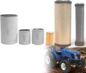 6 Pcs Filter Kit Fits for New Holland TC35A TC35D TC35DA TC40A TC40D TC40DA TC45A TC45DA Tractor Replaces Oil Filter 84475542, Fuel Filter 84477366, Hydro Filter 47671640, Air Filter 87682998 84539215