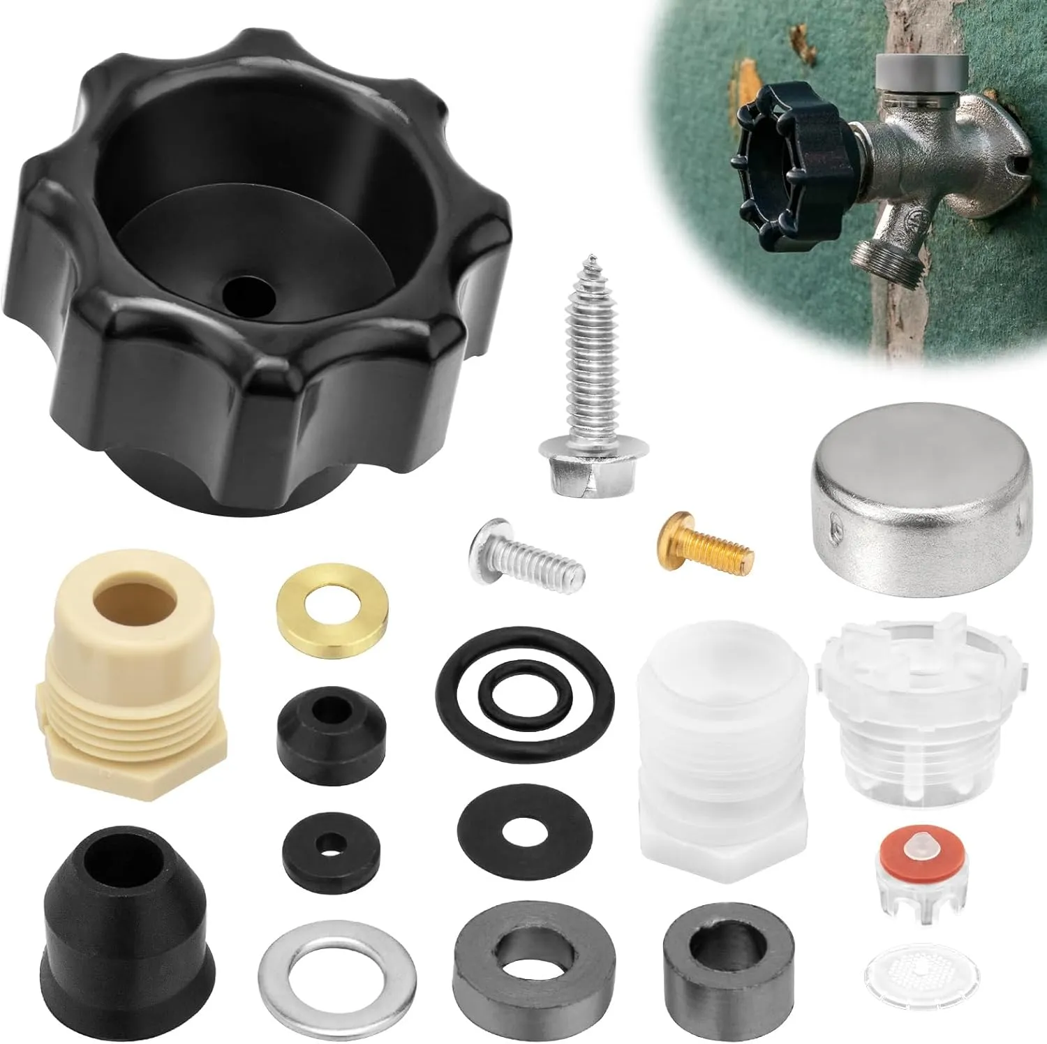 630-8500 Wall Hydrant Complete Service Kit Replacement for Prier Mansfield Style 300 400 500 Wall Hydrants, Wall Hydrant Rebuild Kit Fit for Diamond 300 400 Series Outdoor Faucet Wall Hydrants