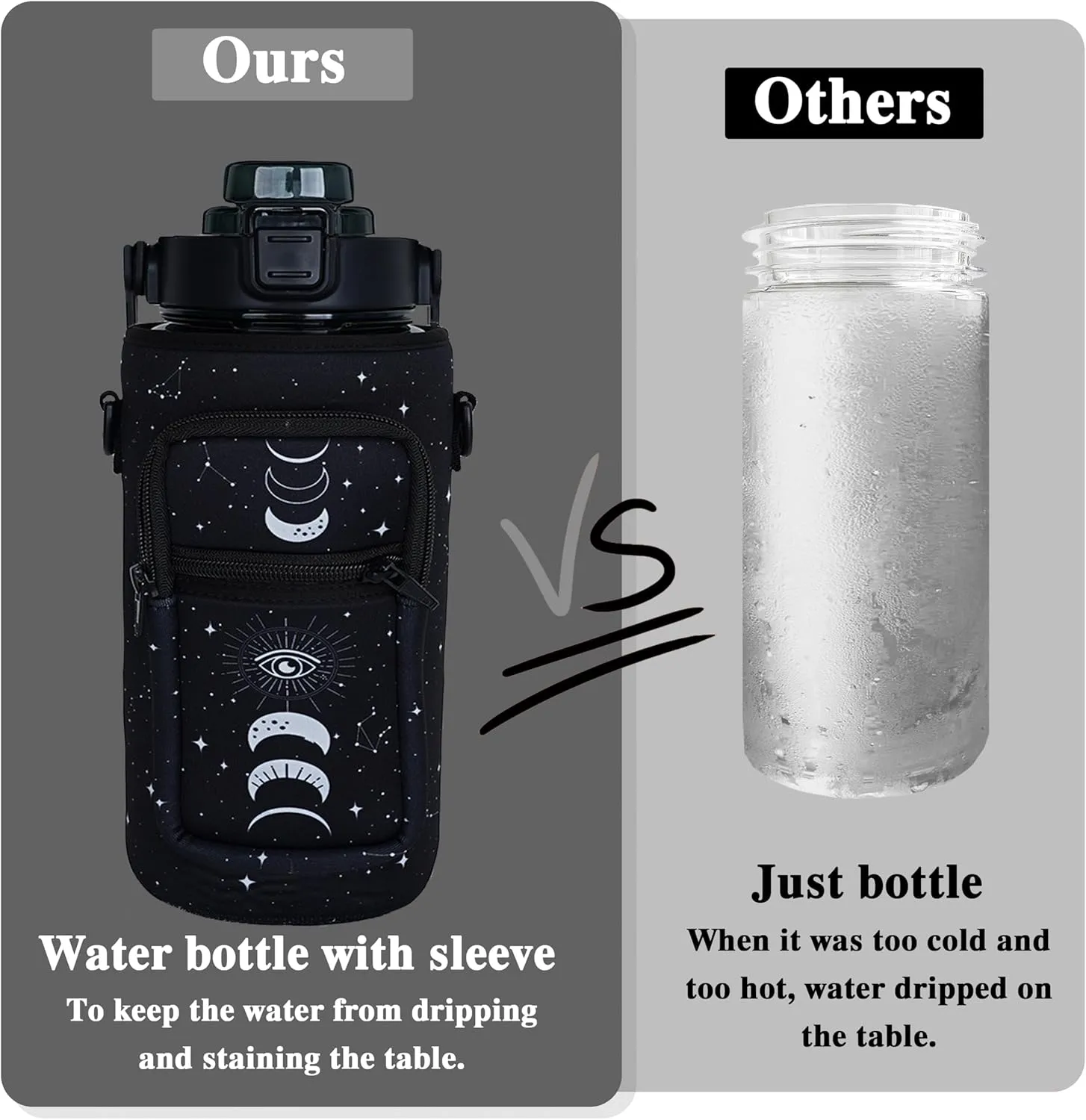 64 oz Water Bottle with Straw Sleeve & Strap Motivational Half Gallon Water Jug with Handle for Gym Women Men Aesthetic Water Bottle with Strap Star Sign