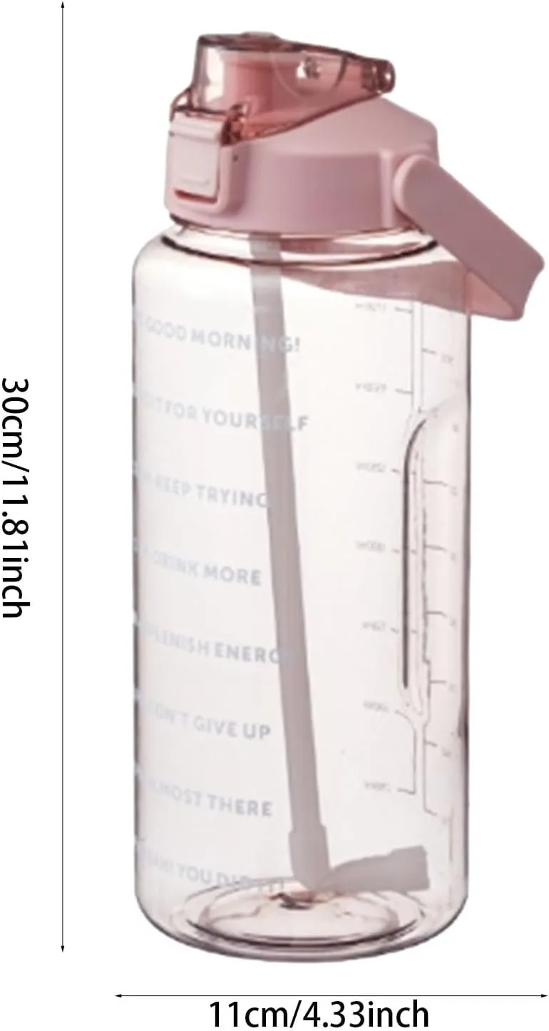 64 Ozwater Bottle with Handle and Time Markers for All Day Hydration,Leakproof BPA Free Plastic Water Bottles with Straw,Large Water Jug,Big Water Bottle for Outdoor Workout Gym Sports Fitness