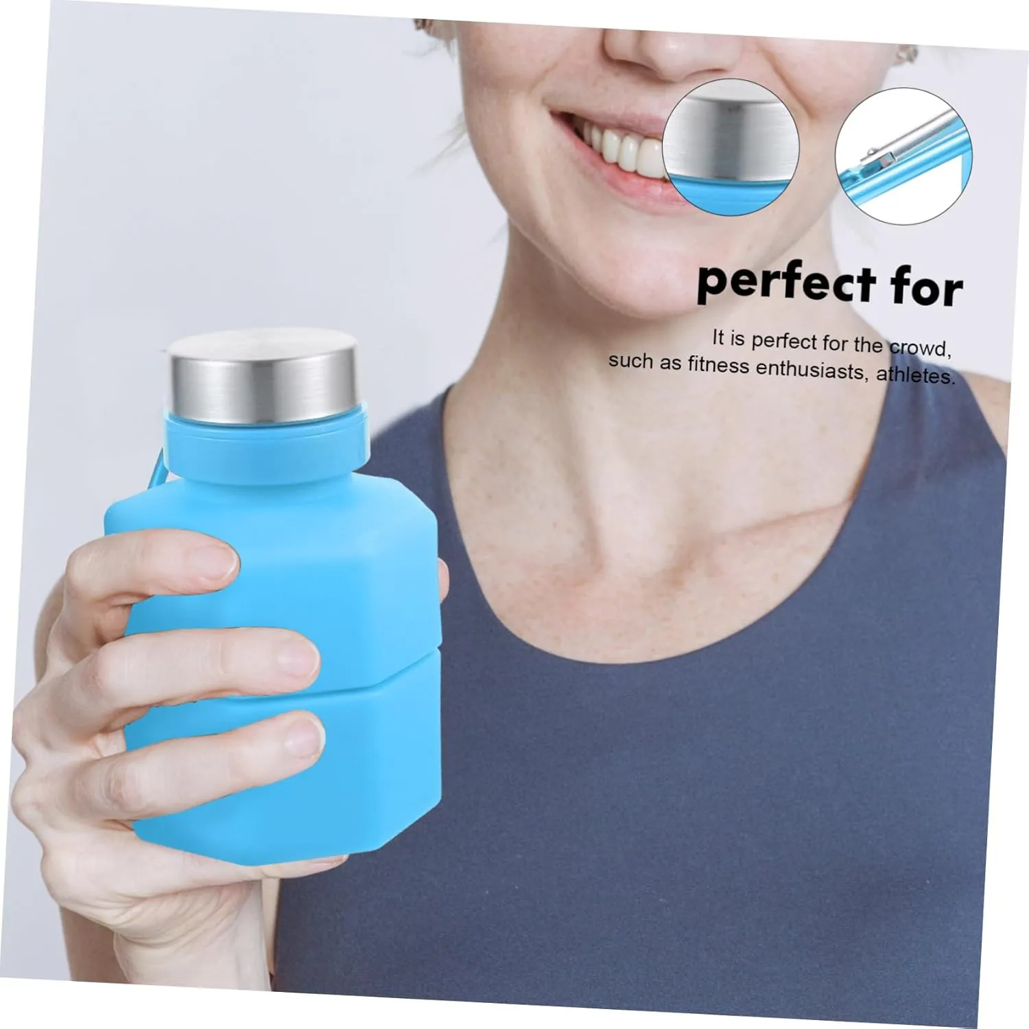 650ml Dumbbell Shape Water Bottle Sports Fitness Bottle Portable Collapsible for Outdoor Activities