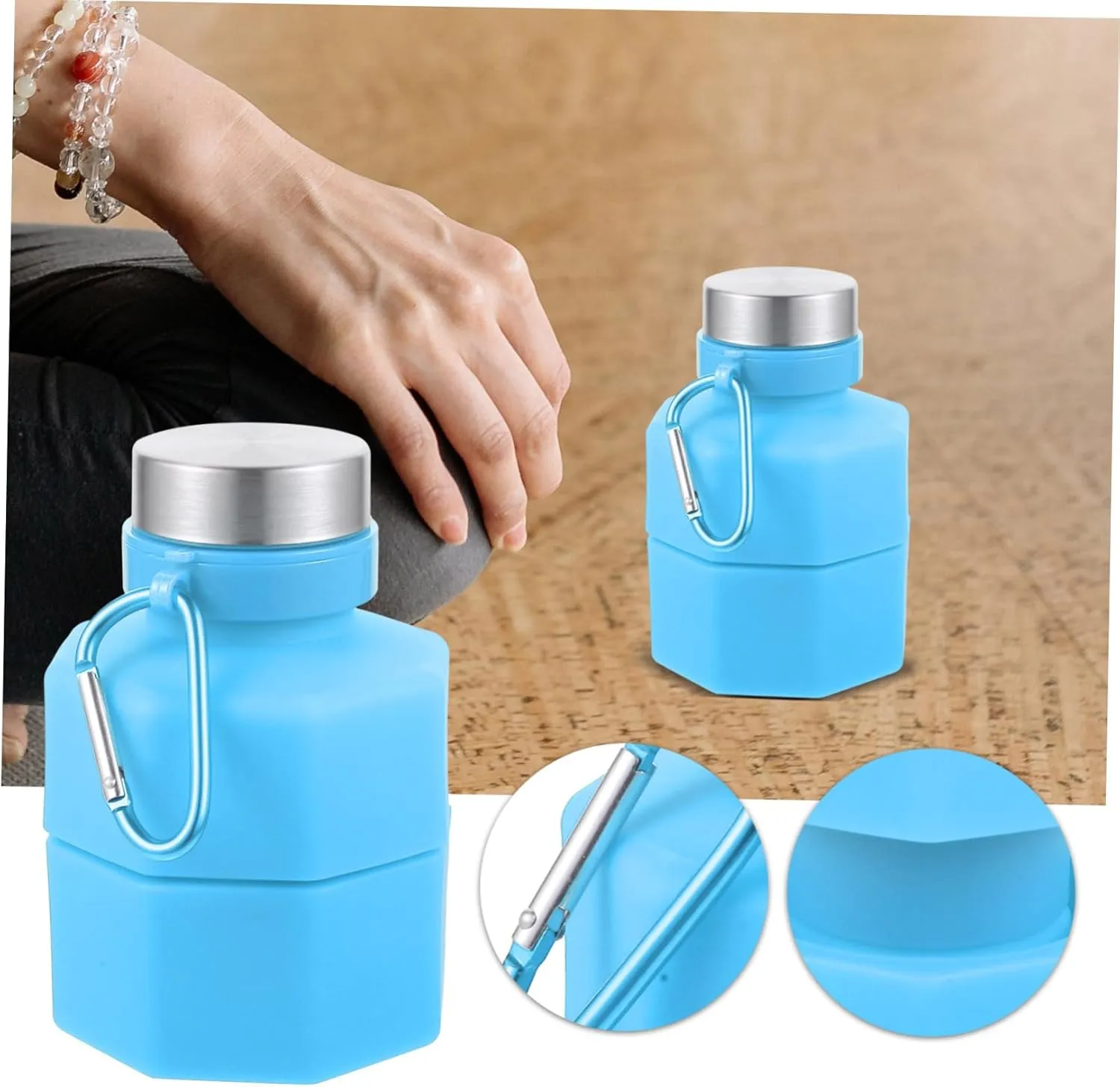 650ml Dumbbell Shape Water Bottle Sports Fitness Bottle Portable Collapsible for Outdoor Activities
