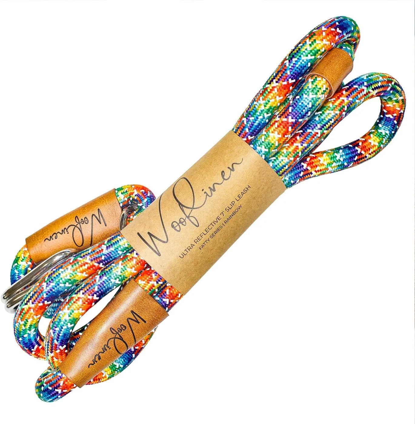 7ft Ultra Reflective (Rainbow) Fatty Series Premium Dog Slip Leash - Made from Large Gauge Mountain Climbing Rope - Make a Statement While Walking The Strongest of Pullers