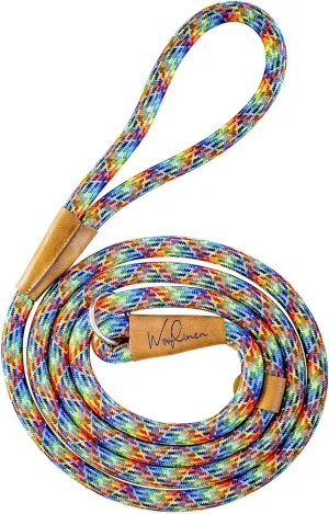 7ft Ultra Reflective (Rainbow) Fatty Series Premium Dog Slip Leash - Made from Large Gauge Mountain Climbing Rope - Make a Statement While Walking The Strongest of Pullers