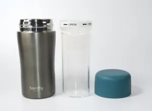 7oz/200ml Stainless Steel Vacuum Insulated Water Bottle with glass liner inside,glass lined thermos for Coffee Hot drink and Cold drink water flask(Peacock Green)