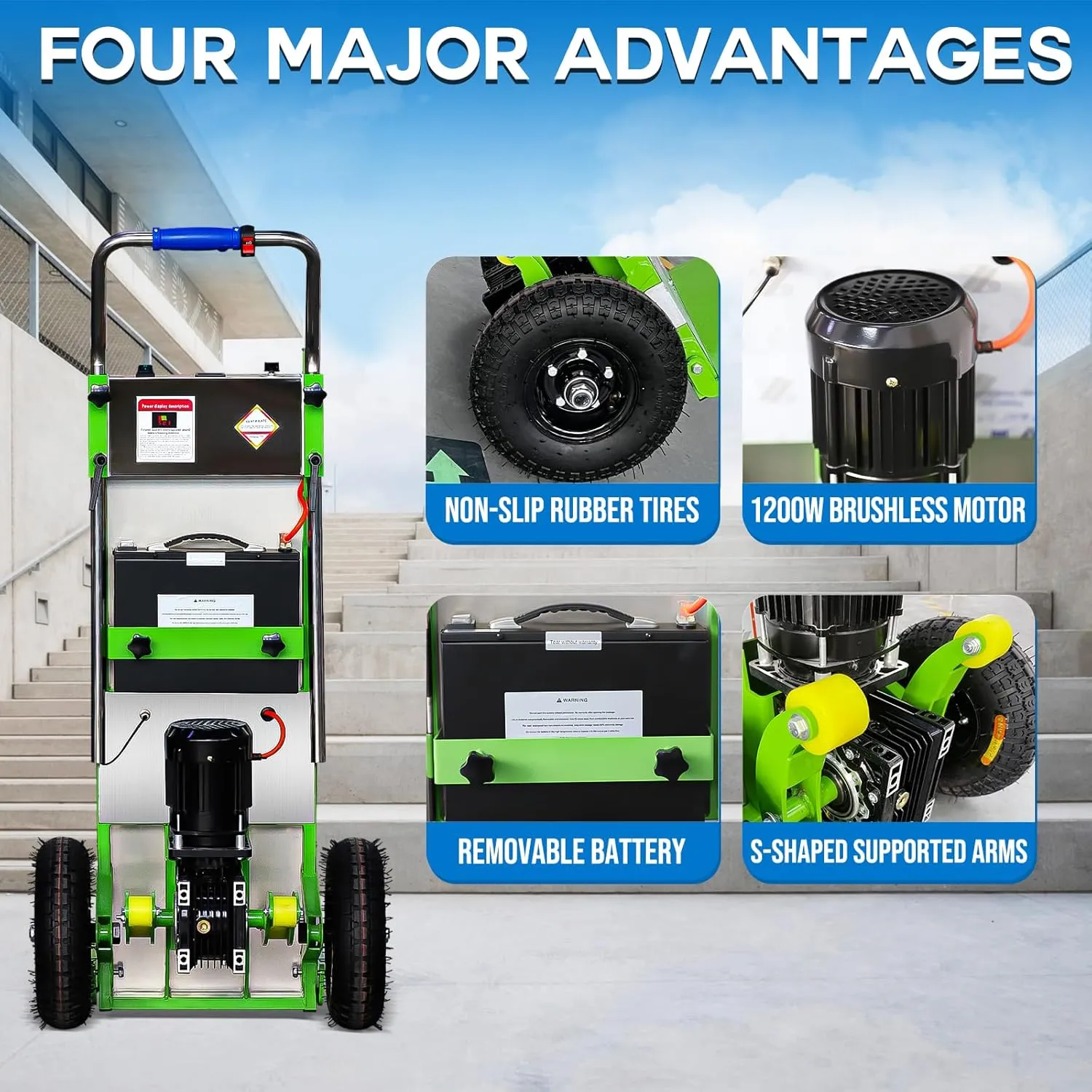 880lb Electric Stair Climbing Hand Trucks Also Suitable for Curved Stairs, Heavy Duty Stair Climbing Dolly Up and Down Stairs Effortless