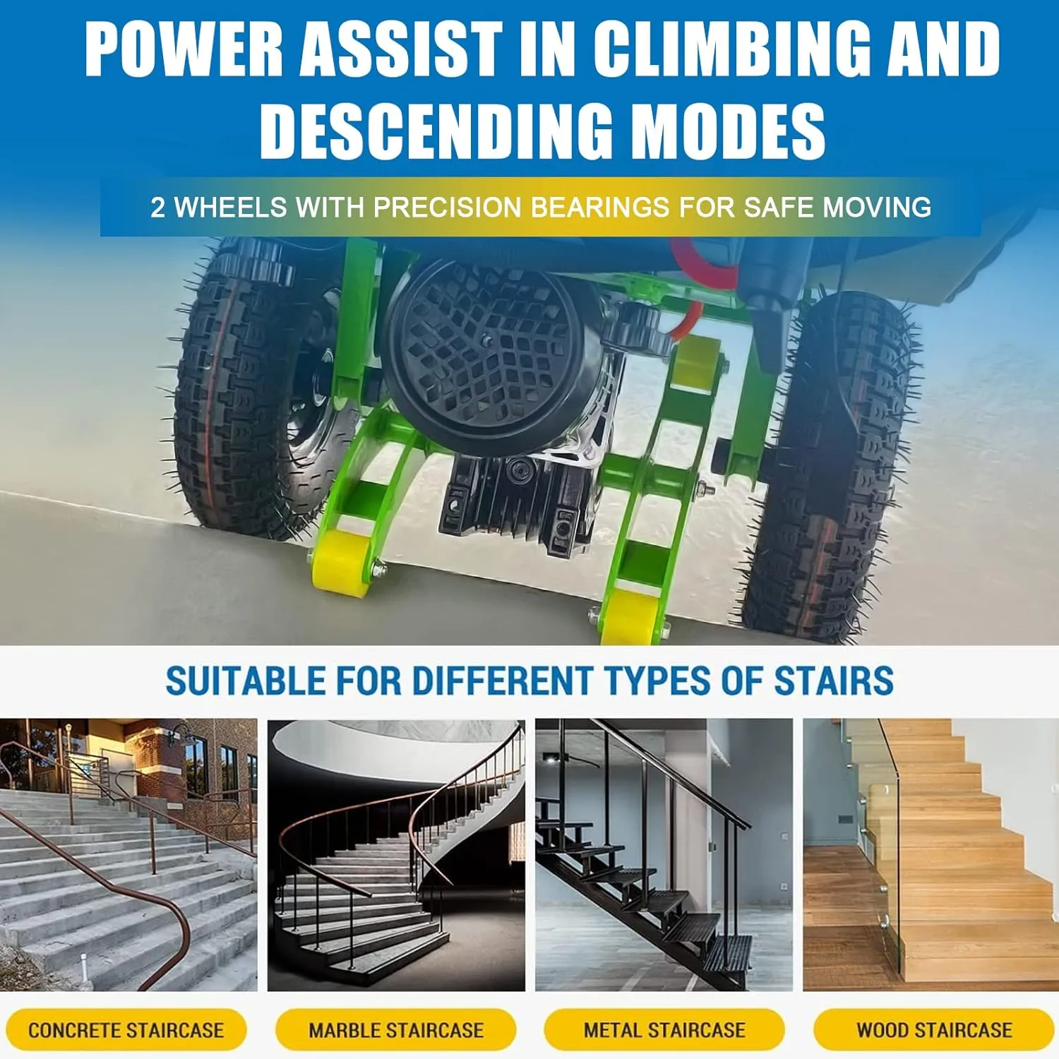 880lb Electric Stair Climbing Hand Trucks Also Suitable for Curved Stairs, Heavy Duty Stair Climbing Dolly Up and Down Stairs Effortless