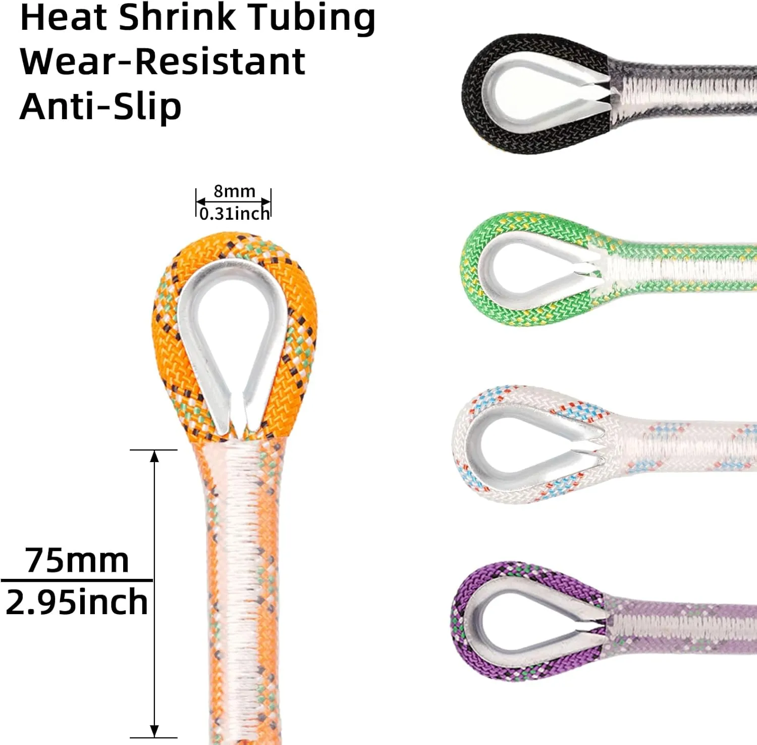 8mm Static Climbing Rope - Heavy Duty Climbing Rope for Rock Climbing, Tree Climbing Gear, Arborist Rope, and Camping Rope - 10m (32ft), 20m (64ft), 30m (96ft)