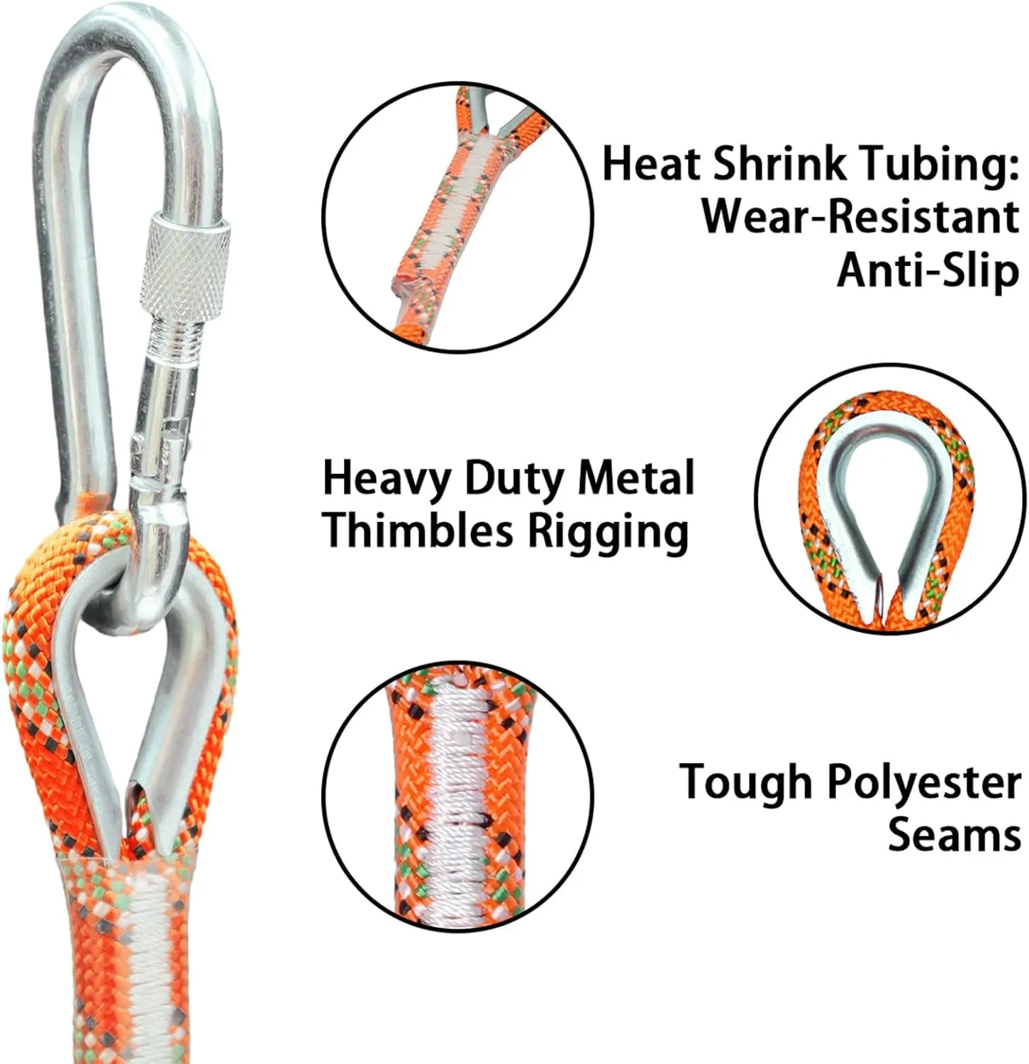 8mm Static Climbing Rope - Heavy Duty Climbing Rope for Rock Climbing, Tree Climbing Gear, Arborist Rope, and Camping Rope - 10m (32ft), 20m (64ft), 30m (96ft)