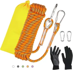 8mm Static Climbing Rope - Heavy Duty Climbing Rope for Rock Climbing, Tree Climbing Gear, Arborist Rope, and Camping Rope - 10m (32ft), 20m (64ft), 30m (96ft)