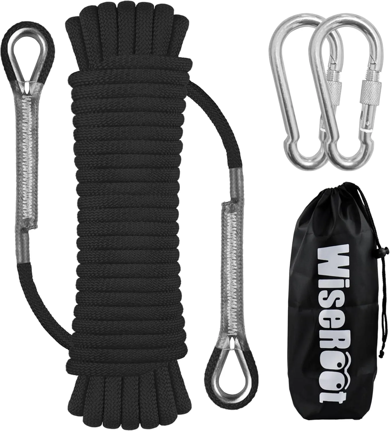 8mm Static Climbing Rope: Heavy Duty Outdoor Rock Climbing Rope for Arborist Tree Work, Rescue, Camping & Hiking, (10m/32ft, 20m/64ft, 30m/96ft) Orange/Black