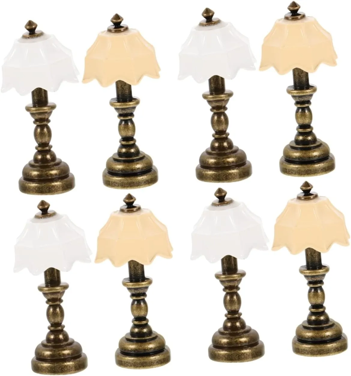 8pcs Miniature Lamp for Dollhouse Tiny House Bedside Light Material Compact Design for Miniature Living Room Decor Accessory