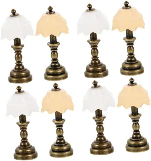 8pcs Miniature Lamp for Dollhouse Tiny House Bedside Light Material Compact Design for Miniature Living Room Decor Accessory