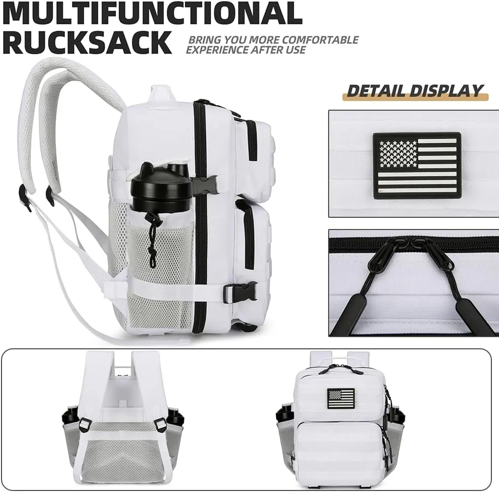9L Mini Tactical Backpack for Men and Women, Tactical Backpack Small for Hiking, Small Tactical Bag（White）