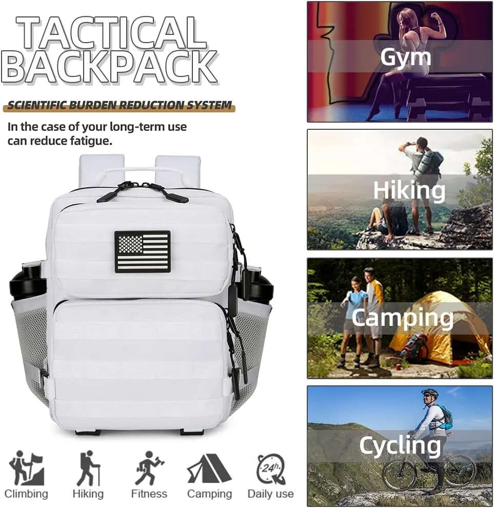 9L Mini Tactical Backpack for Men and Women, Tactical Backpack Small for Hiking, Small Tactical Bag（White）