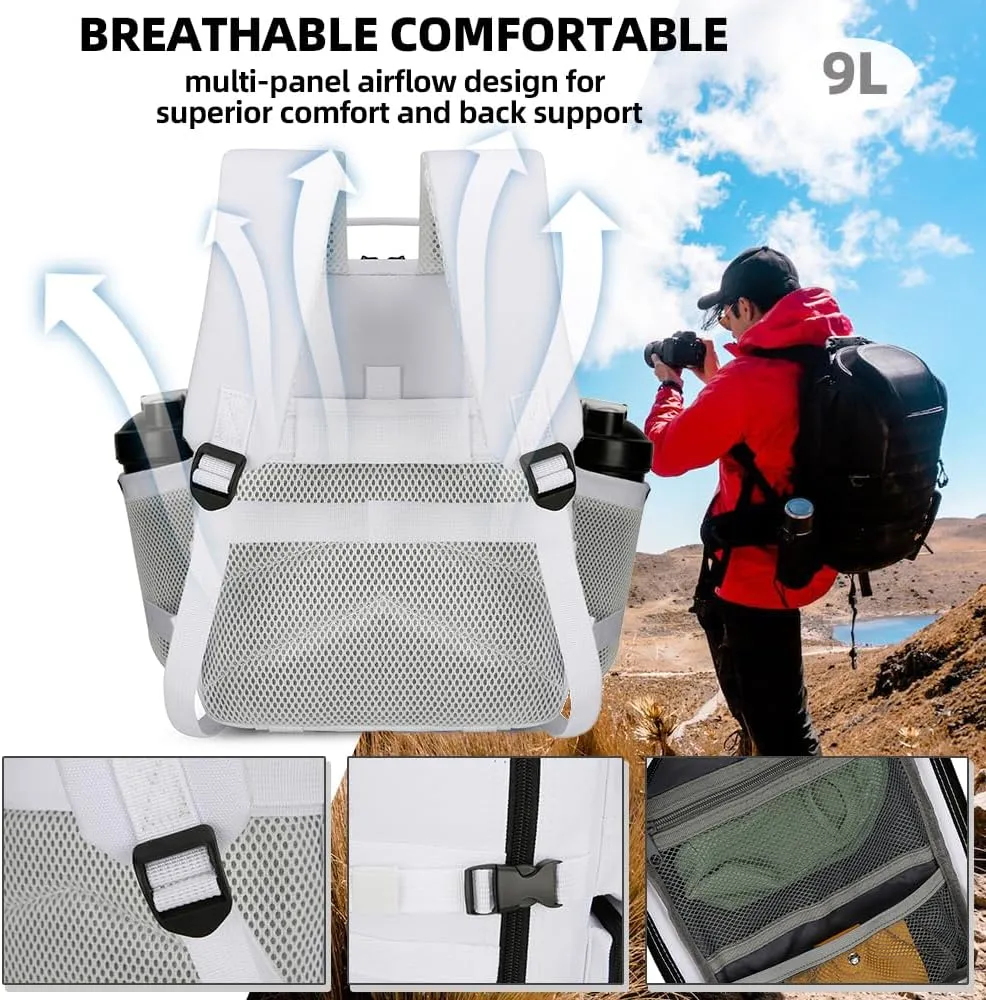 9L Mini Tactical Backpack for Men and Women, Tactical Backpack Small for Hiking, Small Tactical Bag（White）