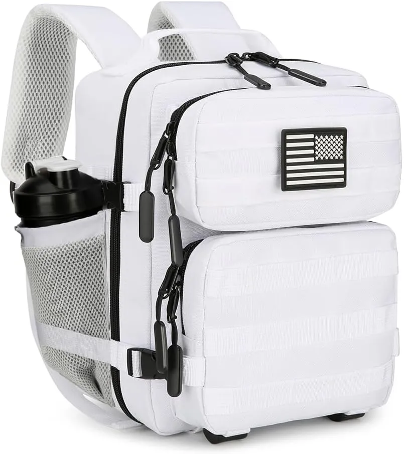 9L Mini Tactical Backpack for Men and Women, Tactical Backpack Small for Hiking, Small Tactical Bag（White）
