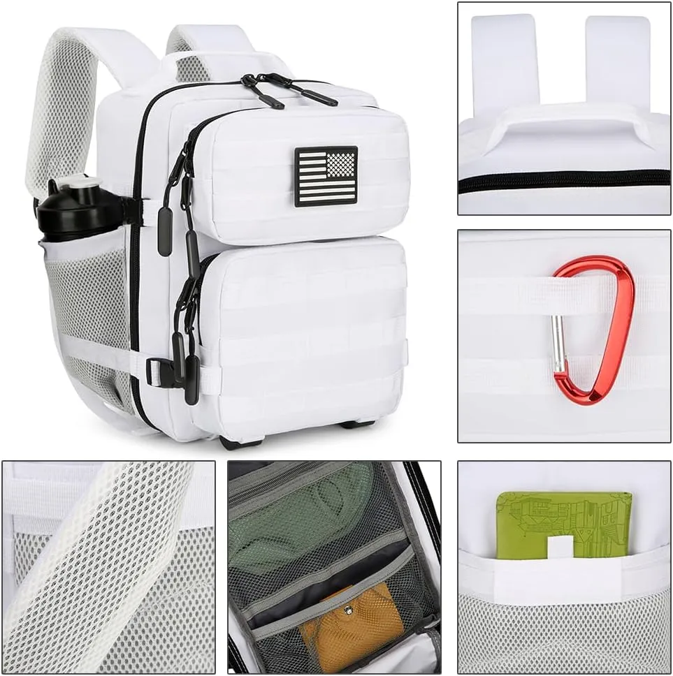 9L Mini Tactical Backpack for Men and Women, Tactical Backpack Small for Hiking, Small Tactical Bag（White）